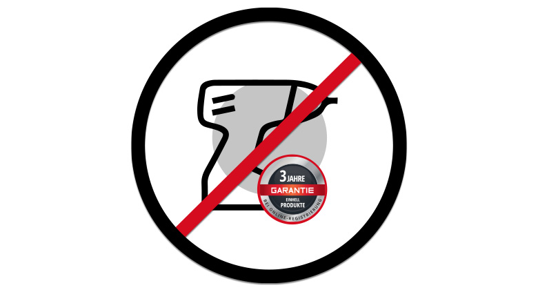 icon of a tool with icon warranty extension, crossed out